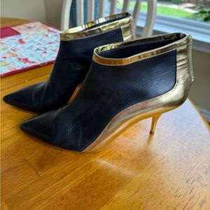 Loeffler Randall Black and Gold Heeled Boots